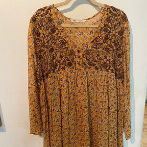 ZARA Embroidered Boho Sheer (Lined) Mini Dress